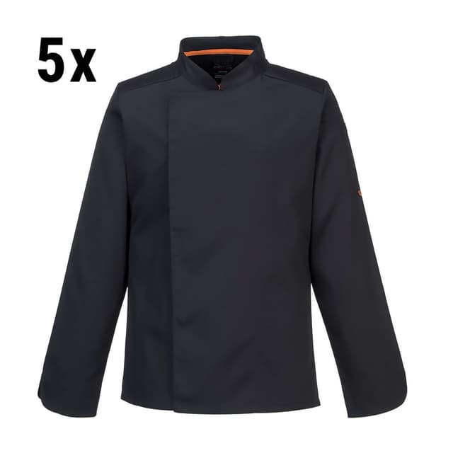 (5 pieces) Long Sleeve MeshAir Pro Chef Jacket - Black - Size: S