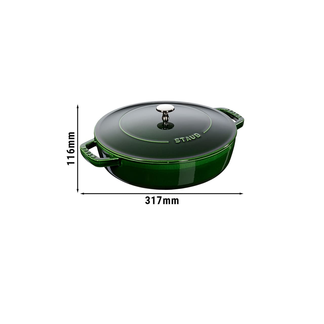 STAUB | BRAISERS - Pečicí hrnec s kapkovitou strukturou Chistera - 240 mm - litina - bazalkově zelený