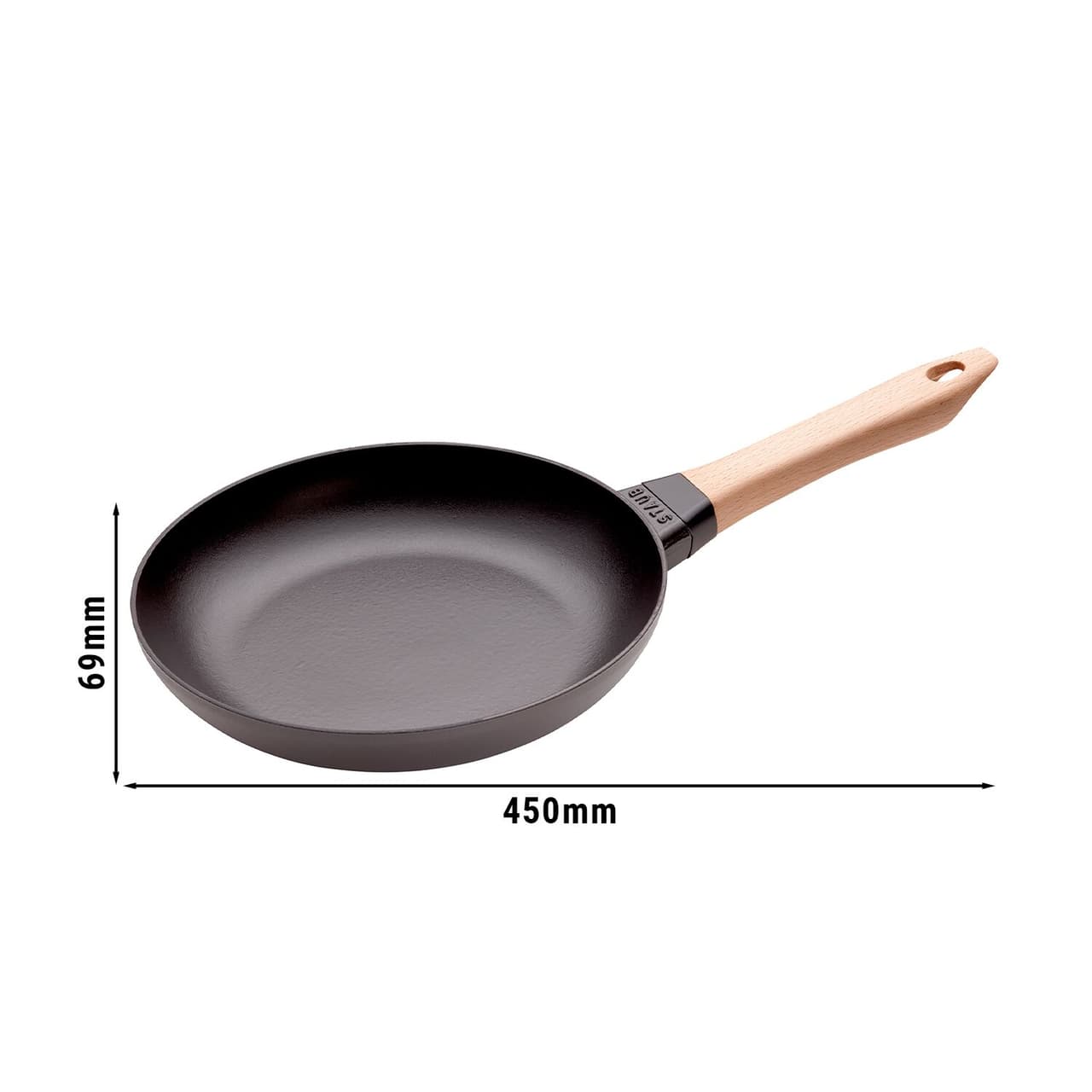 STAUB | PANS - Pánev s dřevěnou rukojetí - Ø 240 mm - litina - černá