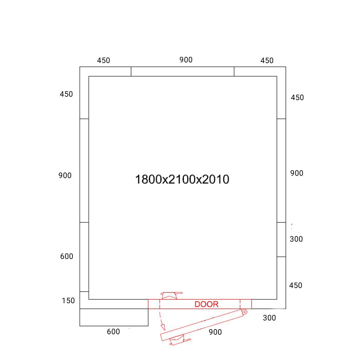 Mrazicí box - 1,8 x 2,1 m - výška: 2,01 m - 5,13 m³