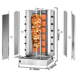 Gril na gyros/kebab - 6+6 hořáků - max. 150 kg (ve tvaru V)