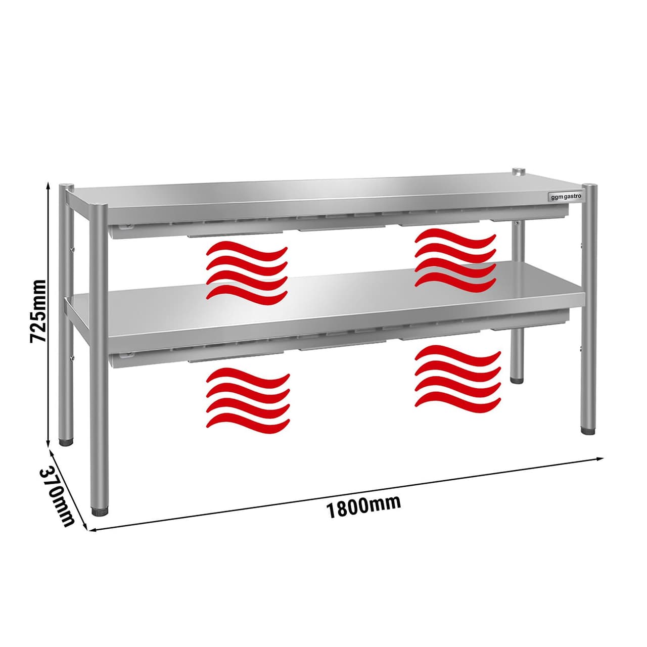 Tepelný most PREMIUM - 1800x370mm - se 2 policemi - výška: 725mm