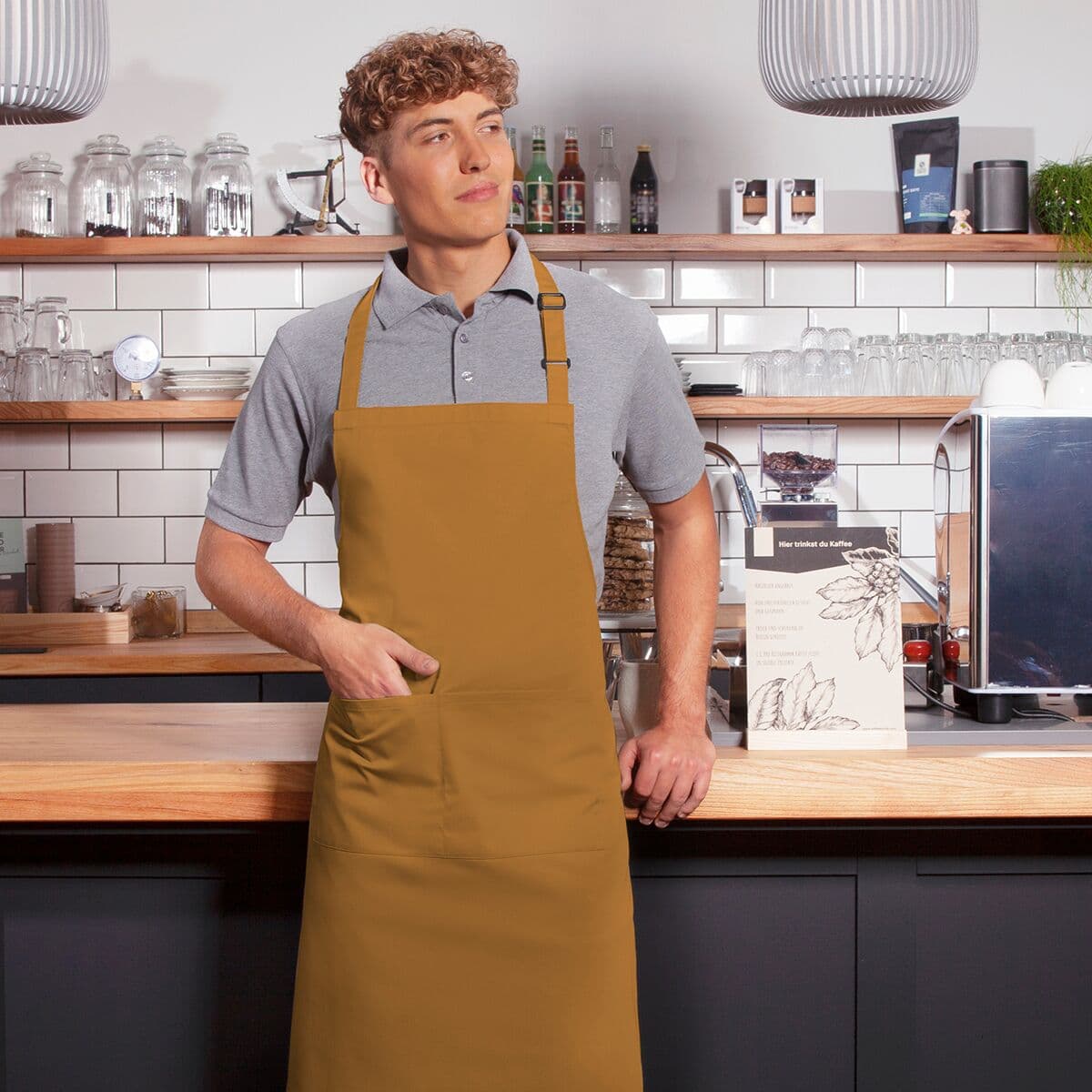 Karlowsky - Bib Apron with Pocket Basic - Mustard