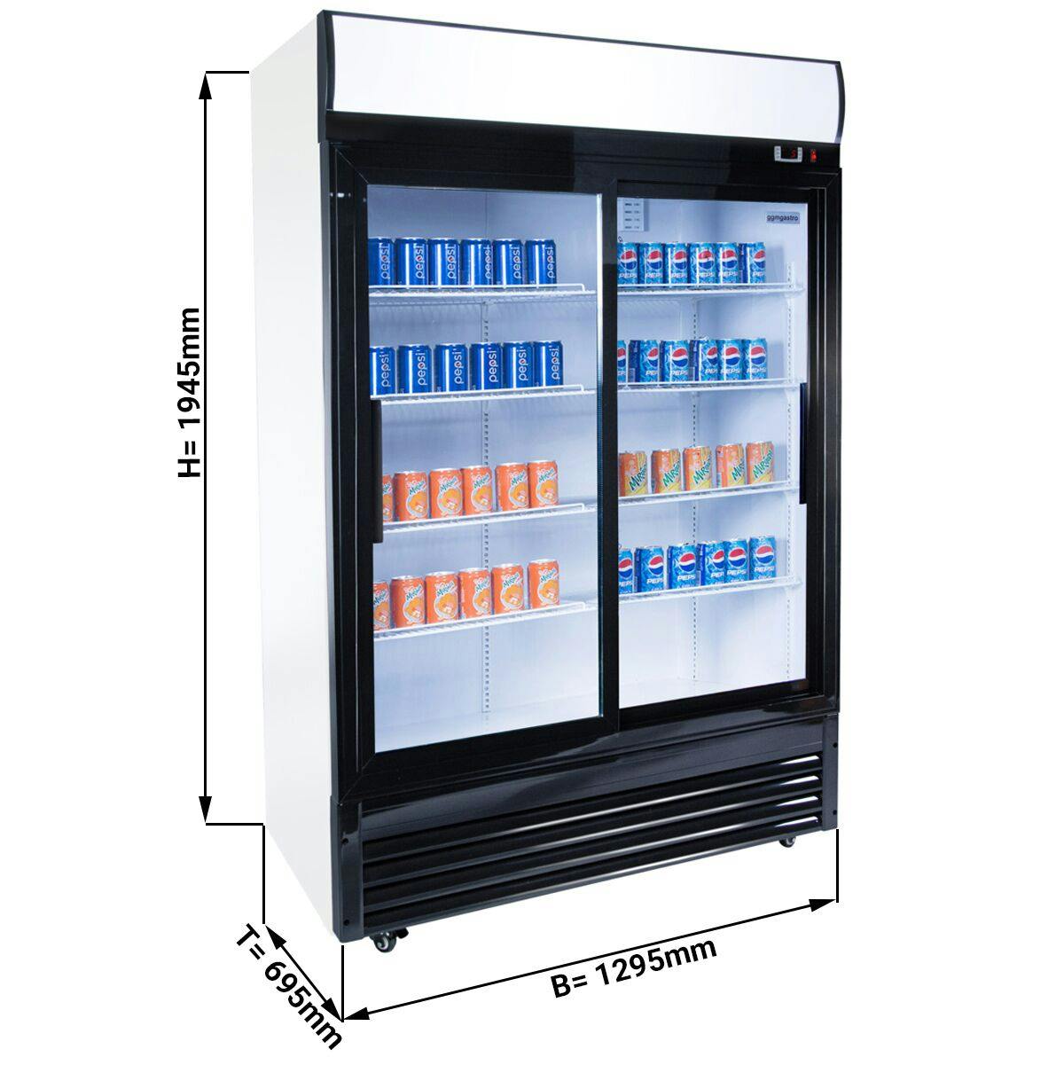 Lednice na nápoje - 880L - se 2 posuvnými skleněnými dveřmi