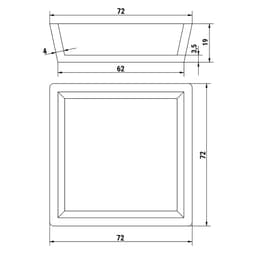 Forma pro stroj na tartaletky - Tvar: čtverec - nahoře: 72 x 72 mm, dole: 62 x 62 mm / výška: 19 mm