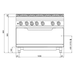 Plynový sporák 6 hořáků (53,5 kW) + plynová trouba (12 kW)