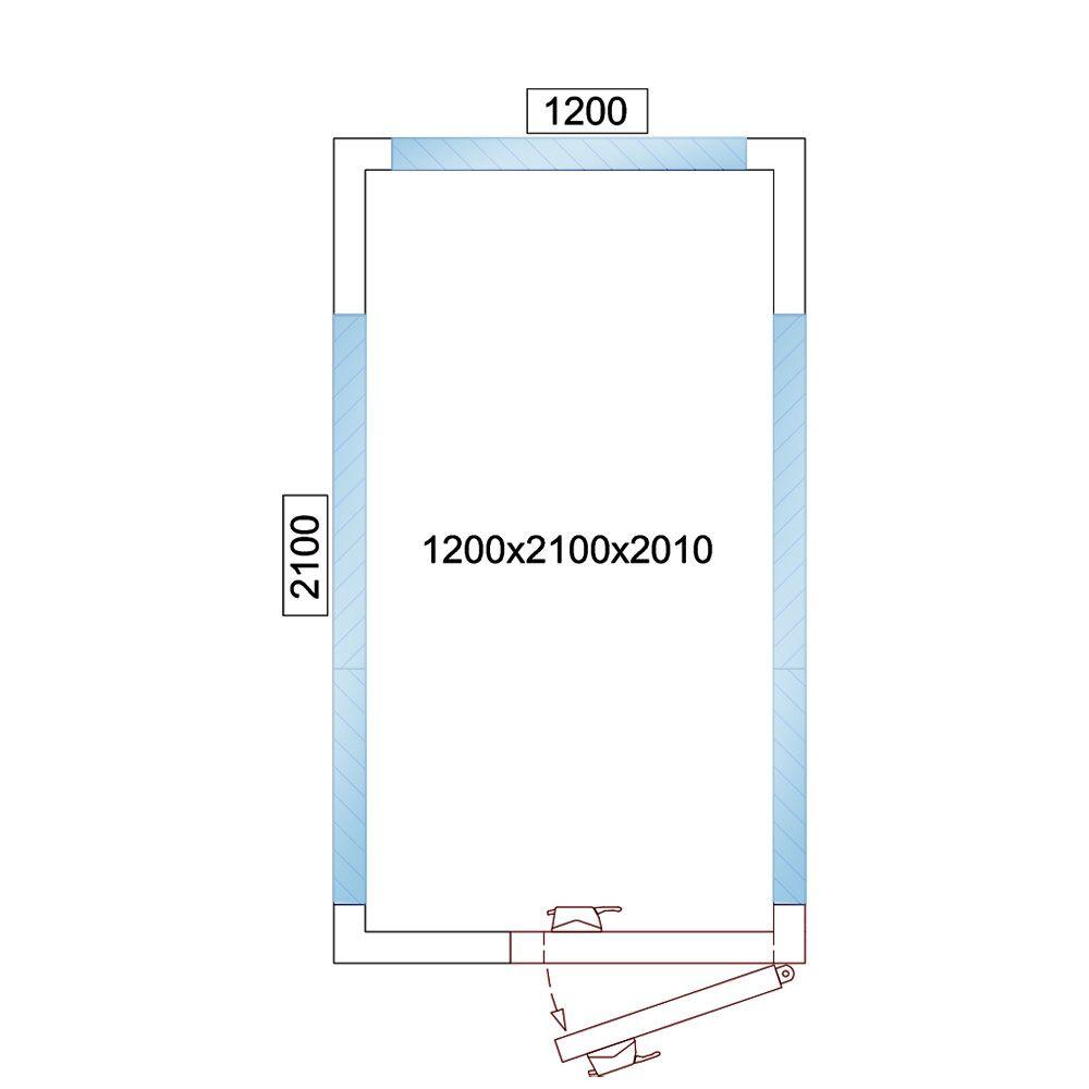 Chladicí box - 1,2 x 2,1 m - výška: 2,01 m - 3,7 m³ - se 3 prosklenými stranami