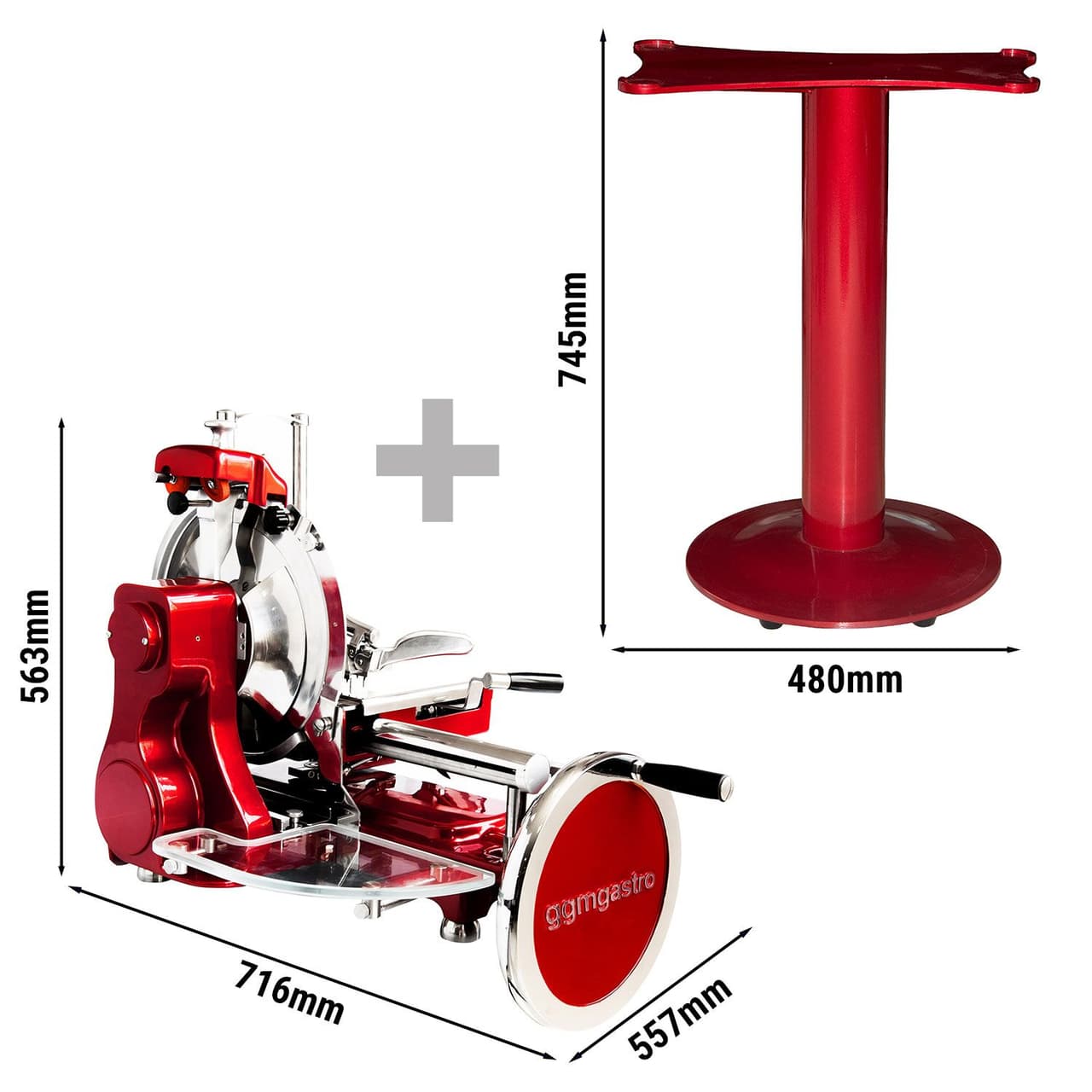 Setrvačníkový kráječ - nůž: Ø 300 mm - červená - vč.podstavce