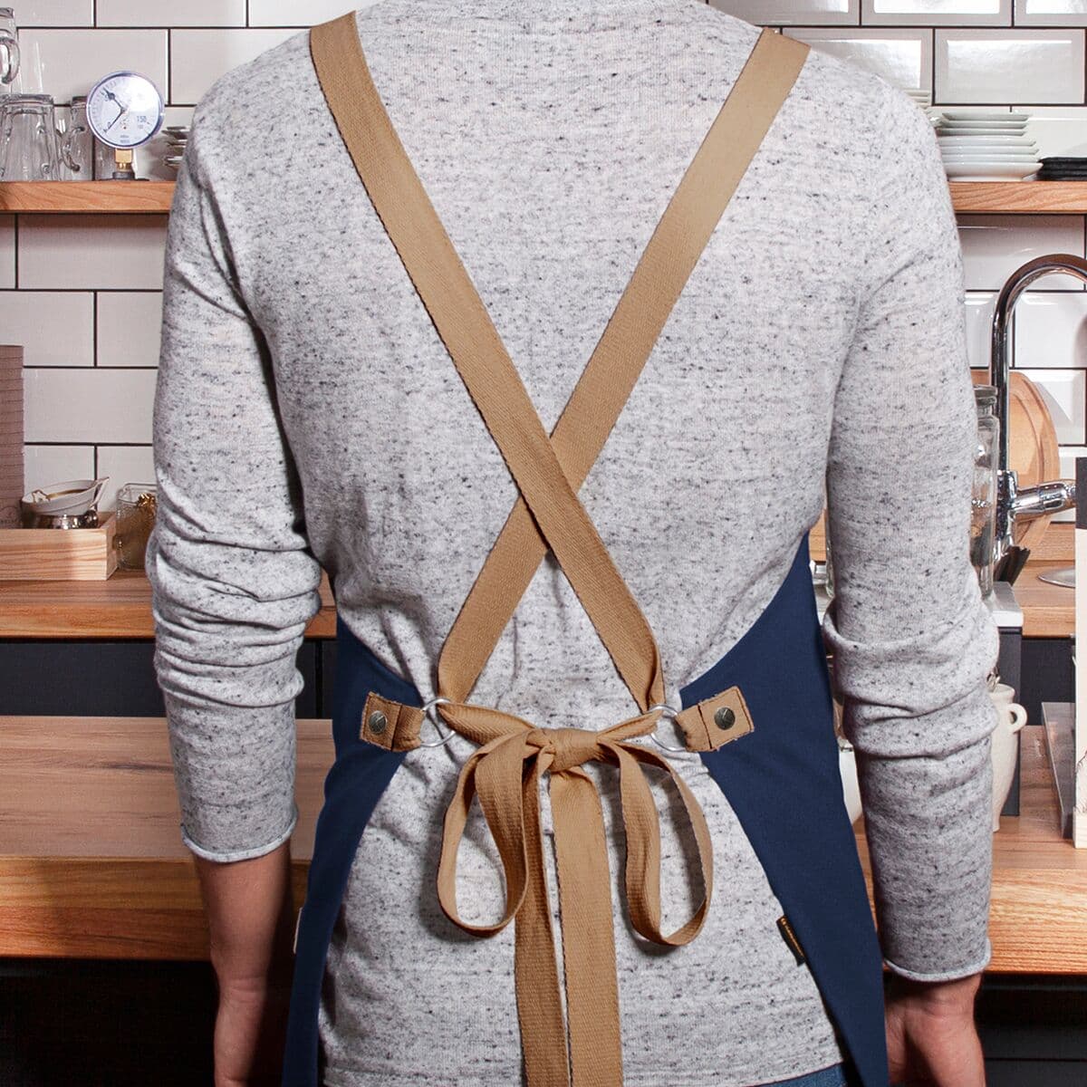 (6 pieces) Karlowsky - Bib Apron Urban Look - Steel Blue