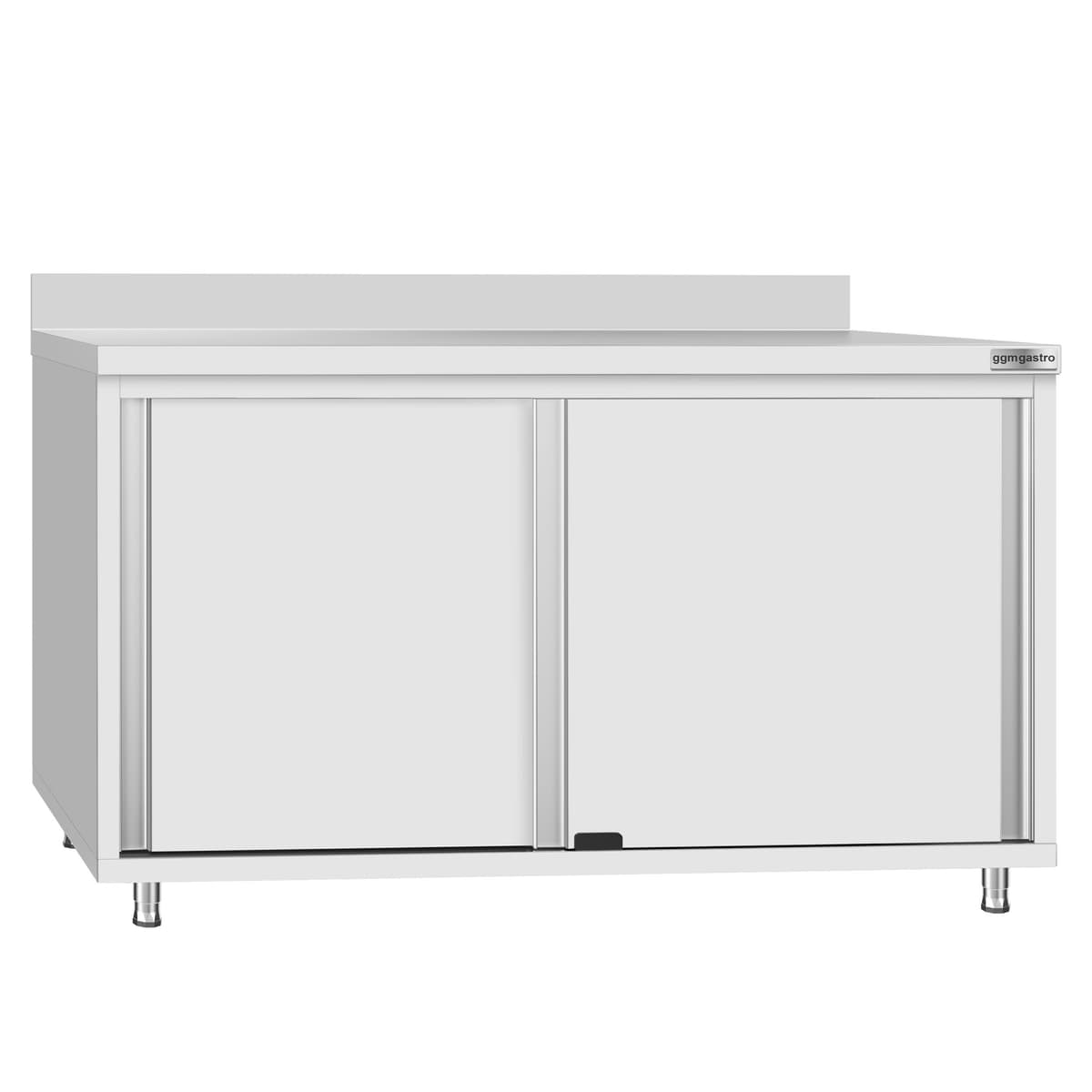 Stainless steel work cabinet ECO - 1400x700mm - with sliding door and backsplash