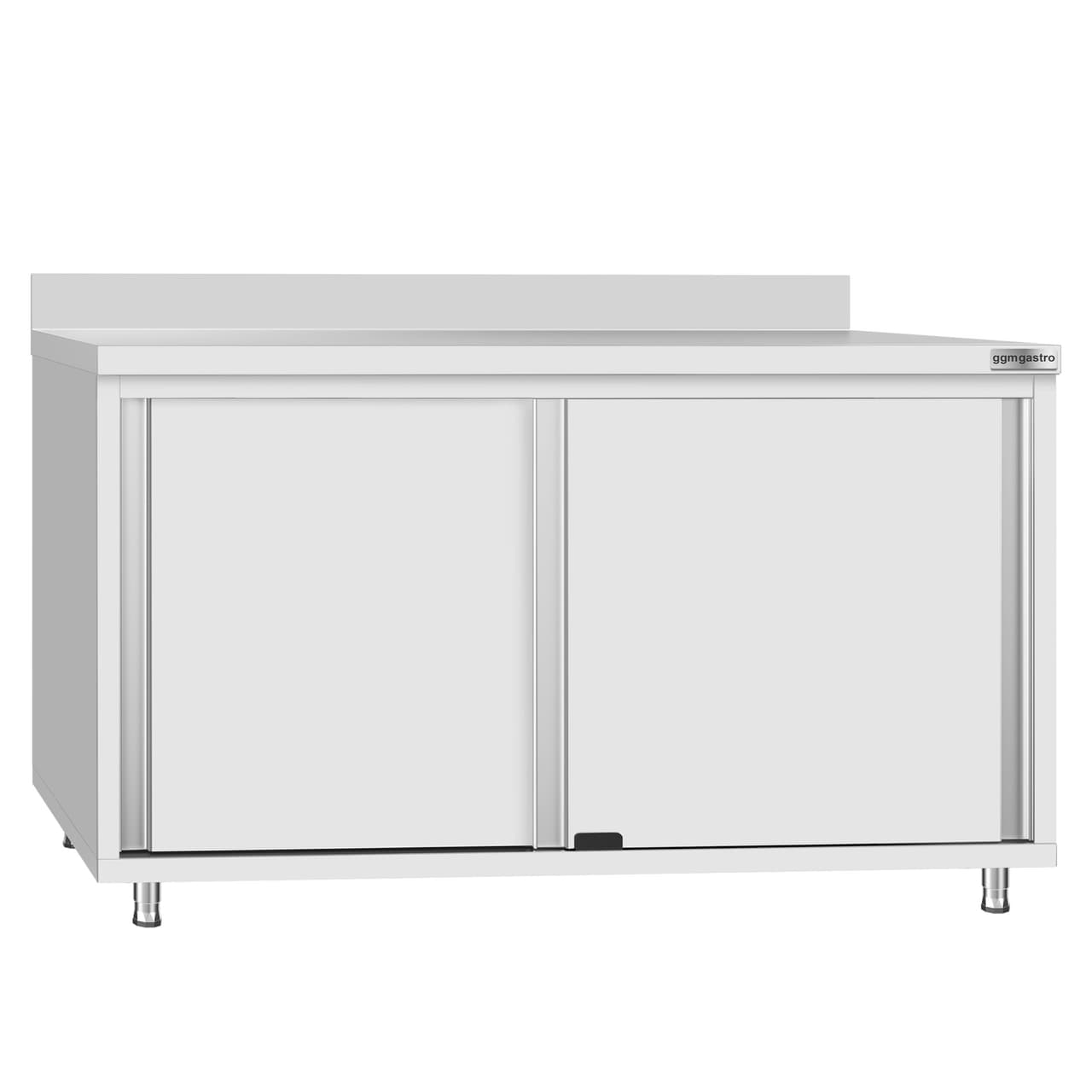 Stainless steel work cabinet ECO - 1400x700mm - with sliding door and backsplash