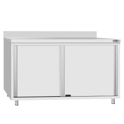 Stainless steel work cabinet ECO - 1400x700mm - with sliding door and backsplash