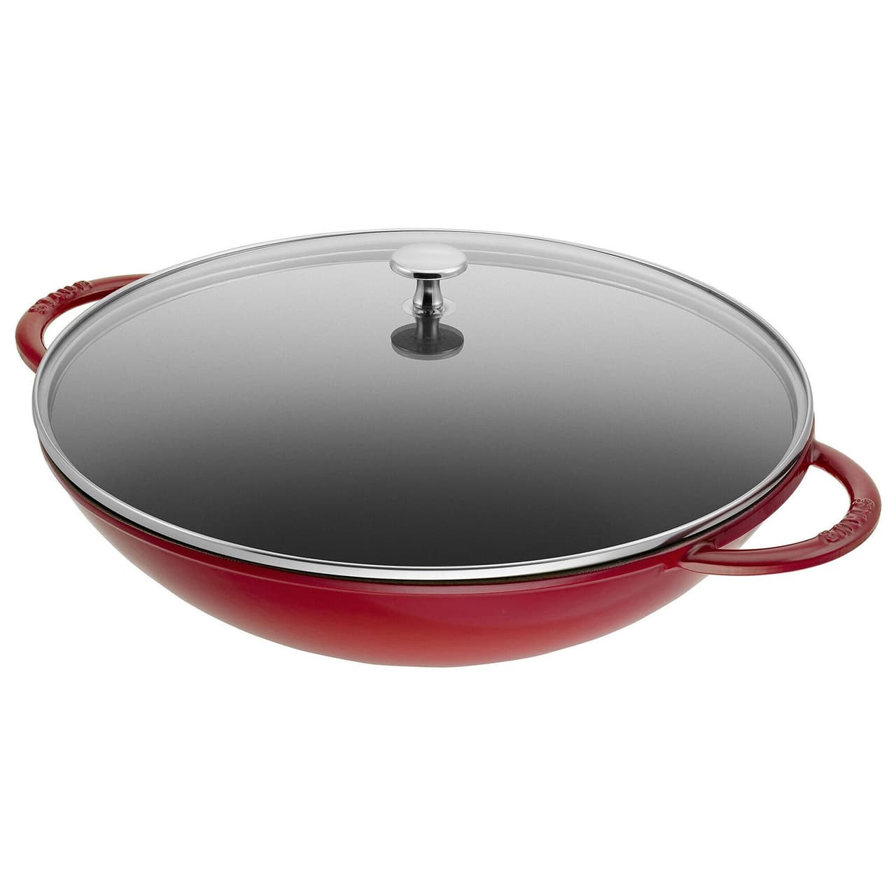 STAUB | SPECIALITIES - Wok se skleněnou poklicí - Ø 370mm - litina - třešňově červený