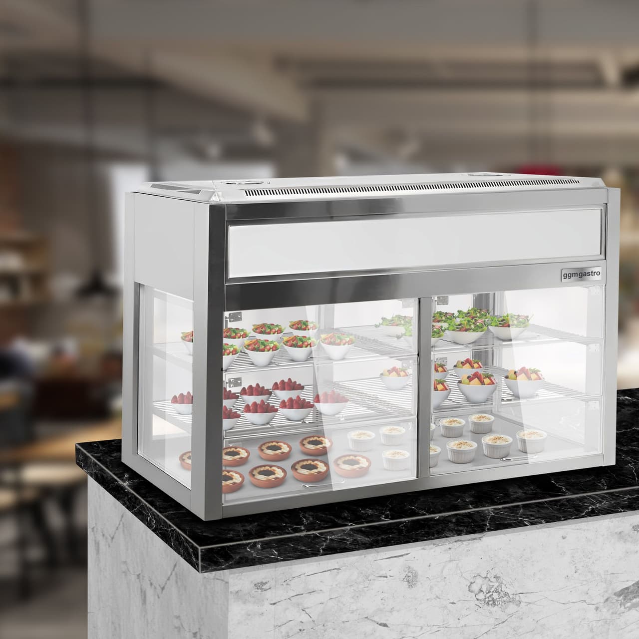 Tabletop refrigerated display case - self-service - 1400mm - with LED lighting & 2 shelves 350 Litres 