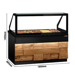 Warmhaltetheke TORONTO - 1800mm - Holzfront - für 5x GN 1/1t - schwarze Granit-Arbeitsplatte