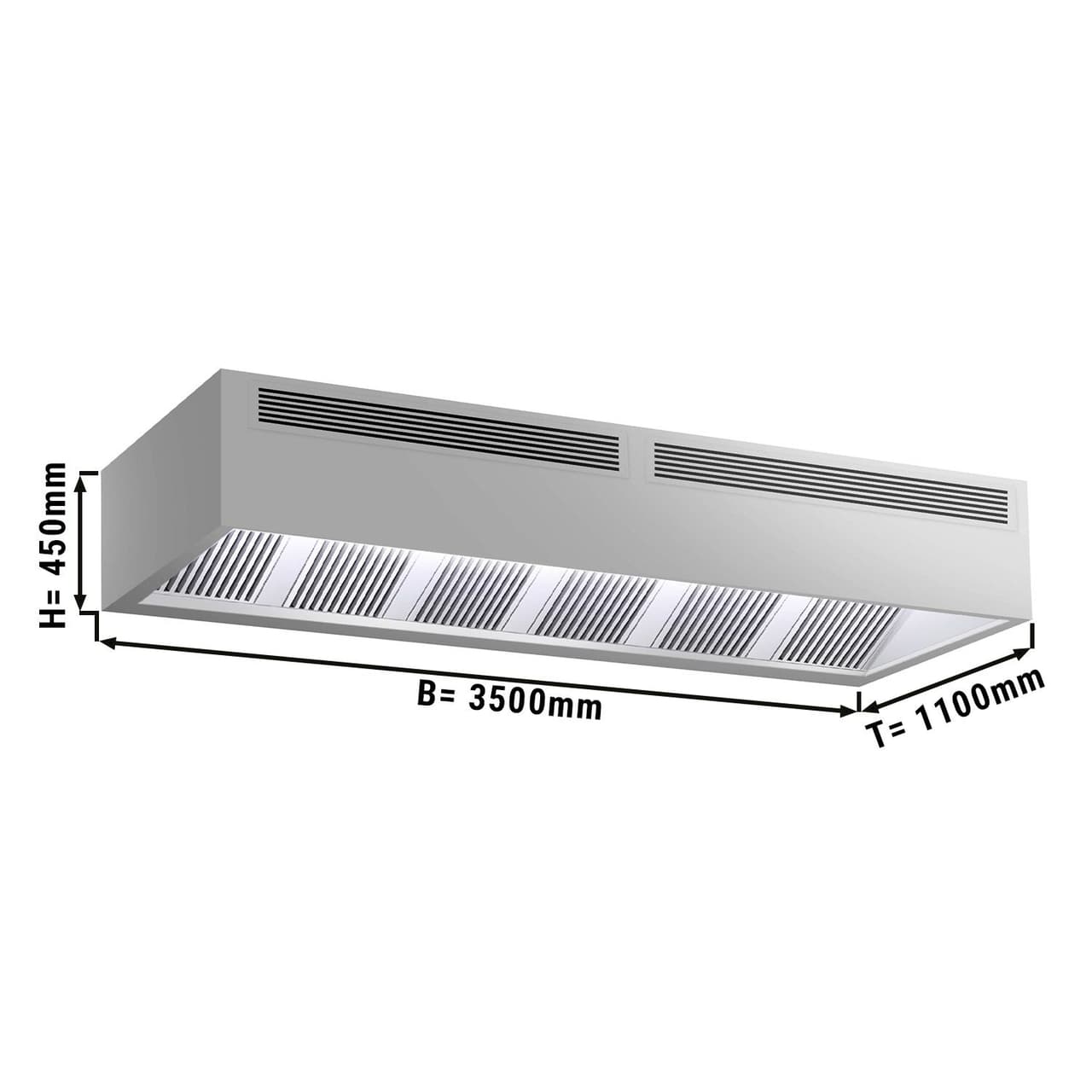 Kapota indukčního boxu - 3,5 m - s filtrem a LED svítidlem