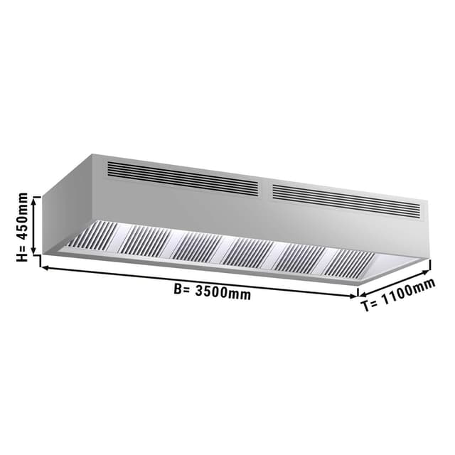 Induktions-Kastenhaube - 3,5m - mit Filter & LED Lampe