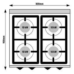 Gasherd - mit 4 Brennern - 40 kW - Hochleistungsmodell