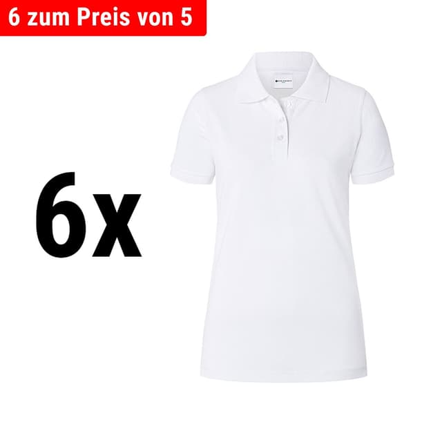 (6 pieces) Karlowsky - Ladies Workwear Poloshirt Basic - White - Size: XS