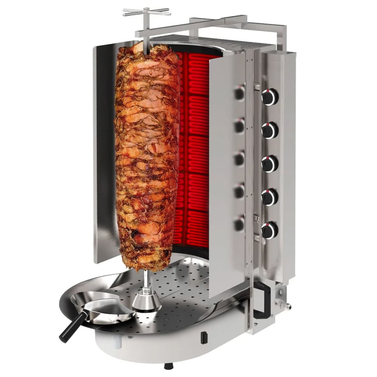 Plynový Gyros / Kebab gril -  s Robax®  sklem - 10 hořáků - max. 90 kg