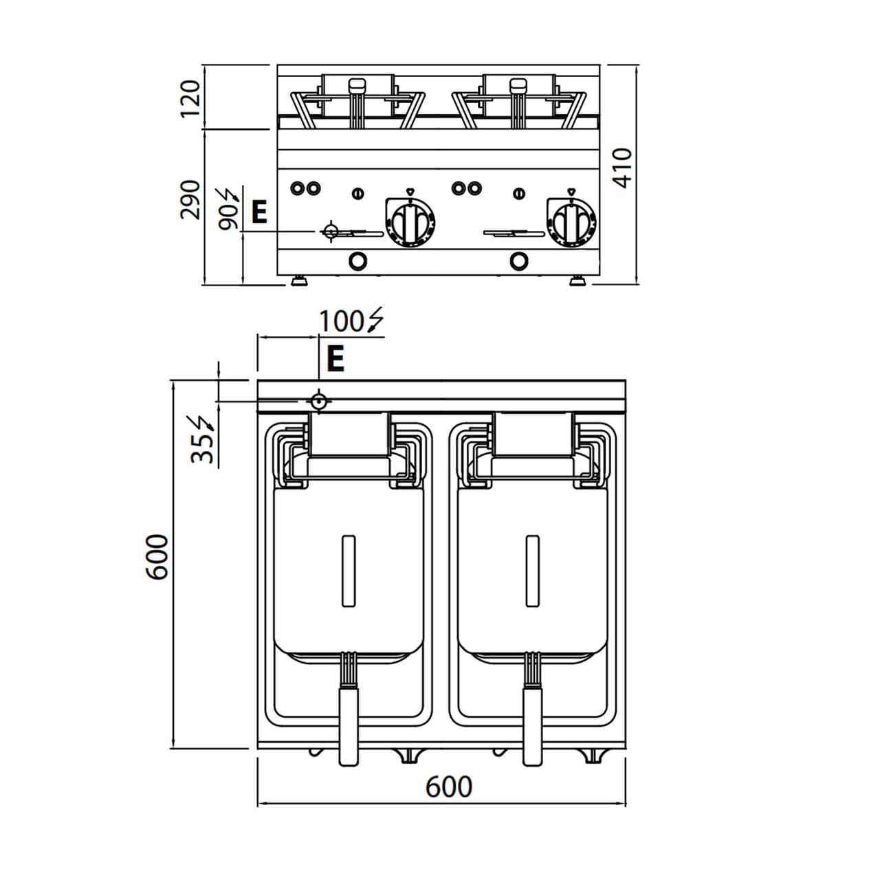 Elektrická fritéza 10+10L (12 kW)