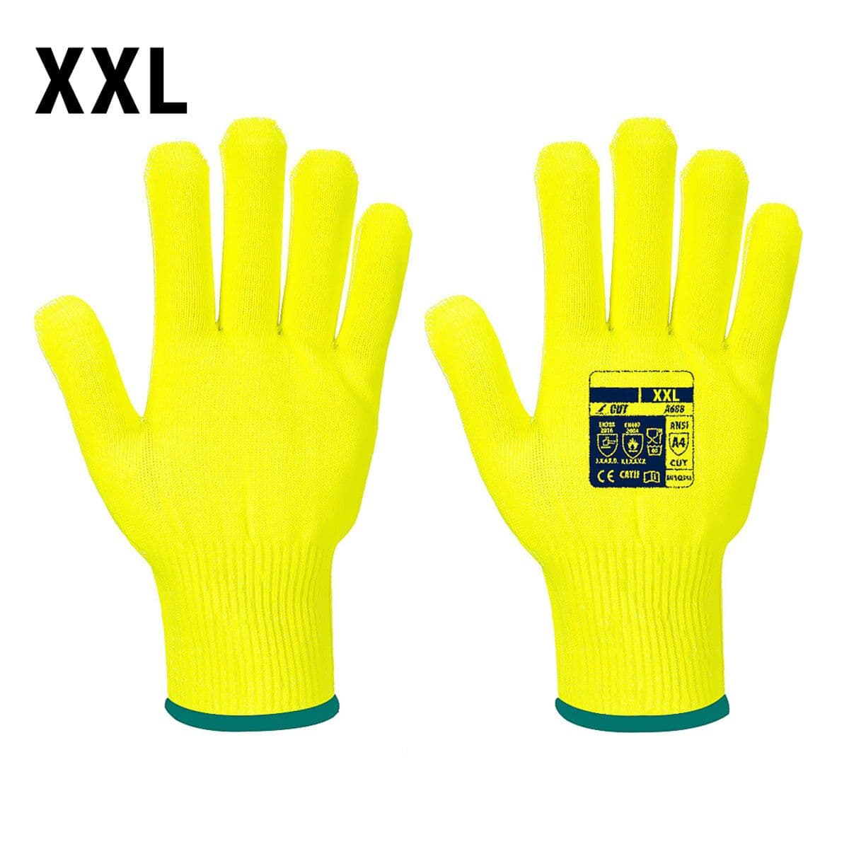 (10 pairs) Cut Protection Gloves Pro Cut - Yellow - Size: XXL	