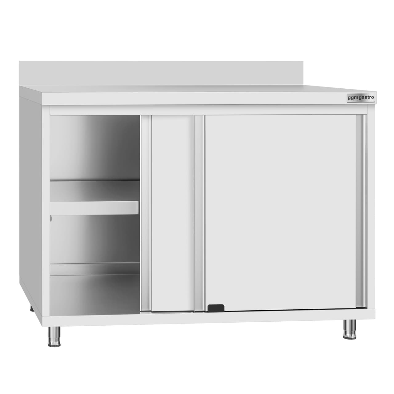 Stainless steel work cabinet ECO - 1000x700mm - with sliding door and backsplash