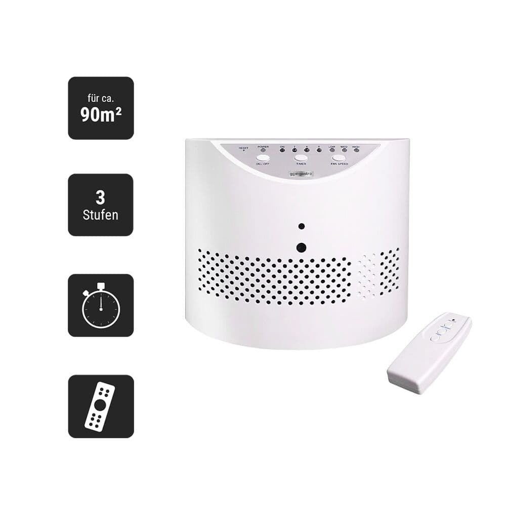 Air purifier - 3 power levels - with timer function & remote control - approx. 28 m²