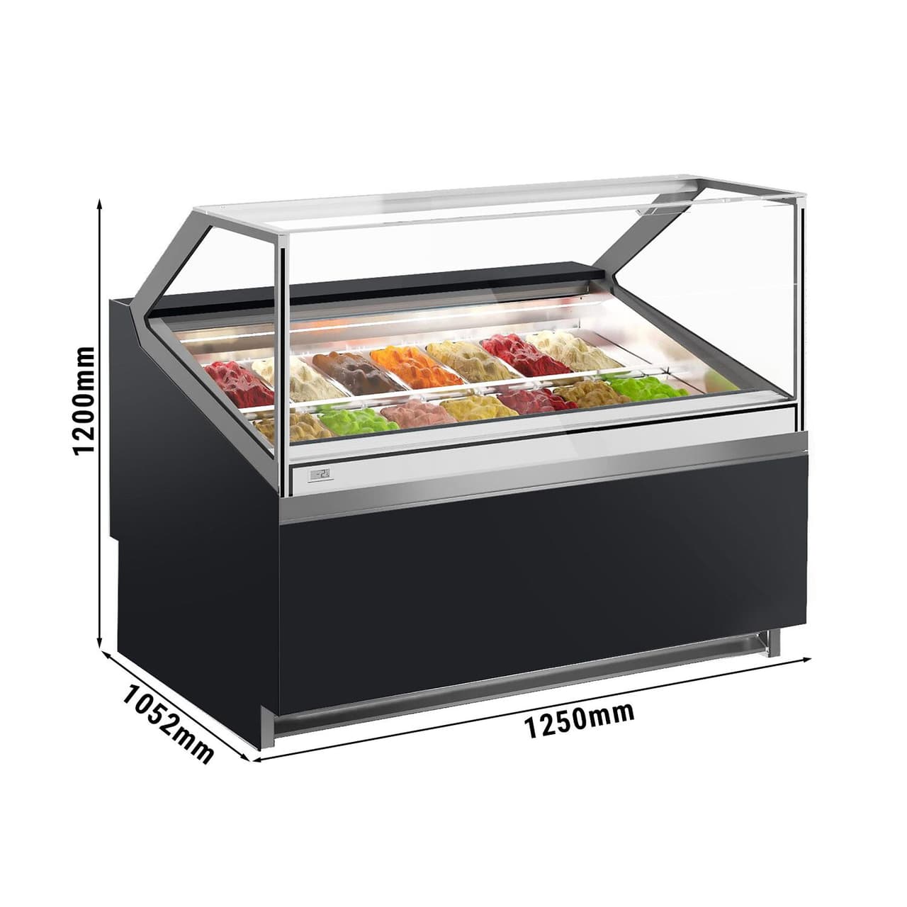 Ice cream counter IVY - 1200mm - Air circulation - for 14x 5 liter containers - Black