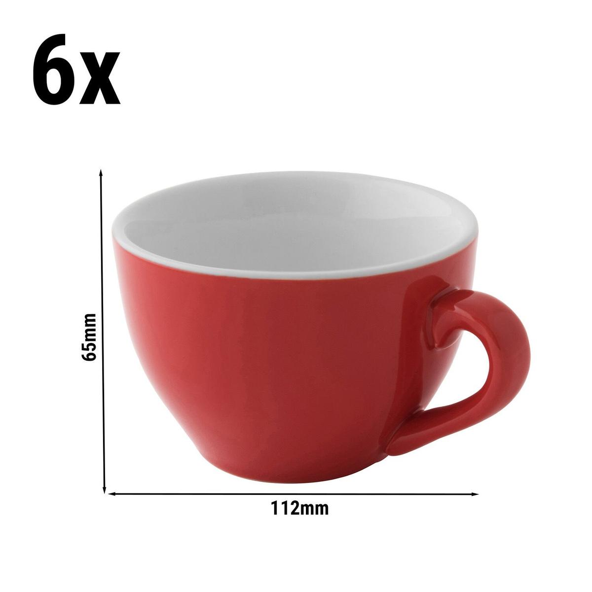 (6 Kusů) COLORS - Cappuccino šálek - 180ml - červený