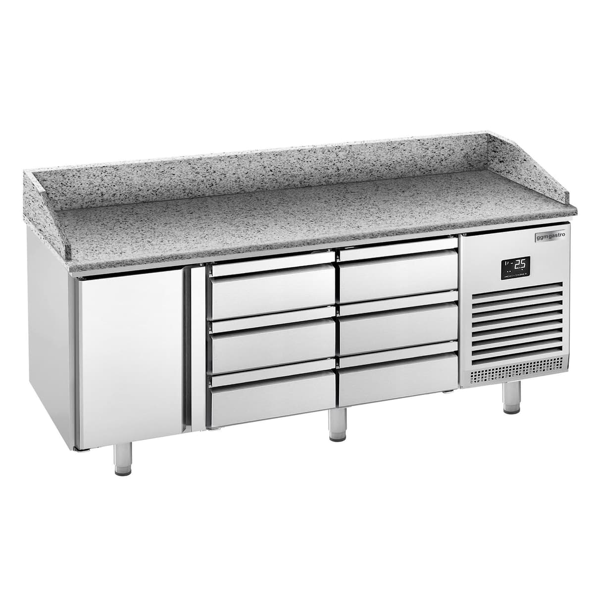 Pizza preparation table  Premium PLUS- 1980x700mm - with 1 door & 6 drawers