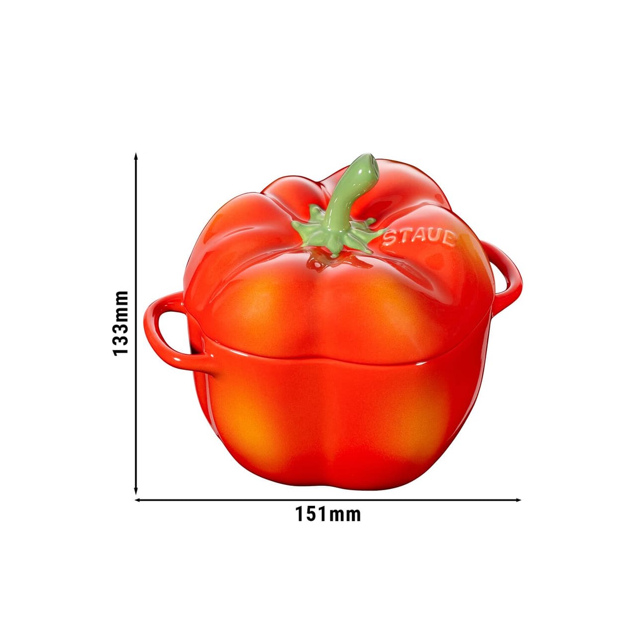 STAUB | CERAMIQUE - kokotka - tvar papriky - Ø 110 mm - keramika - oranžovo-červená