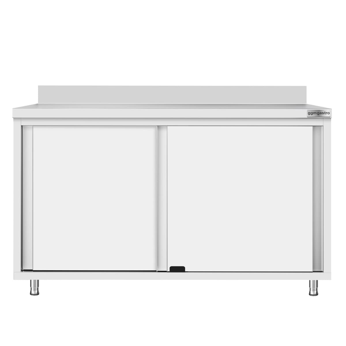 Stainless steel work cabinet ECO - 1400x700mm - with sliding door and backsplash