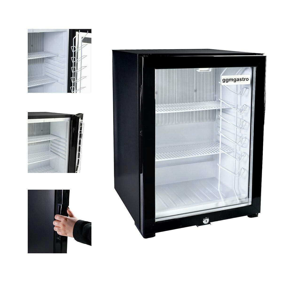 Mini barová lednice - s 1 skleněnými dveřmi - nízká hlučnost & uzamykatelná