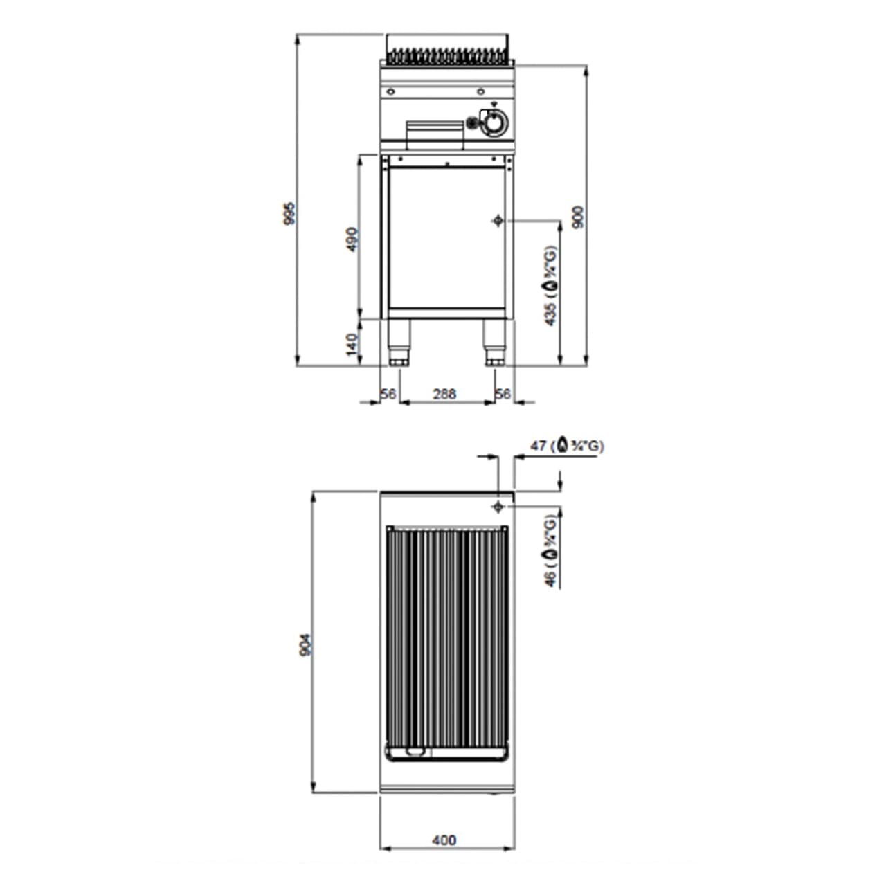 Gas Lavasteingrill - 9 kW - Gusseisenrost