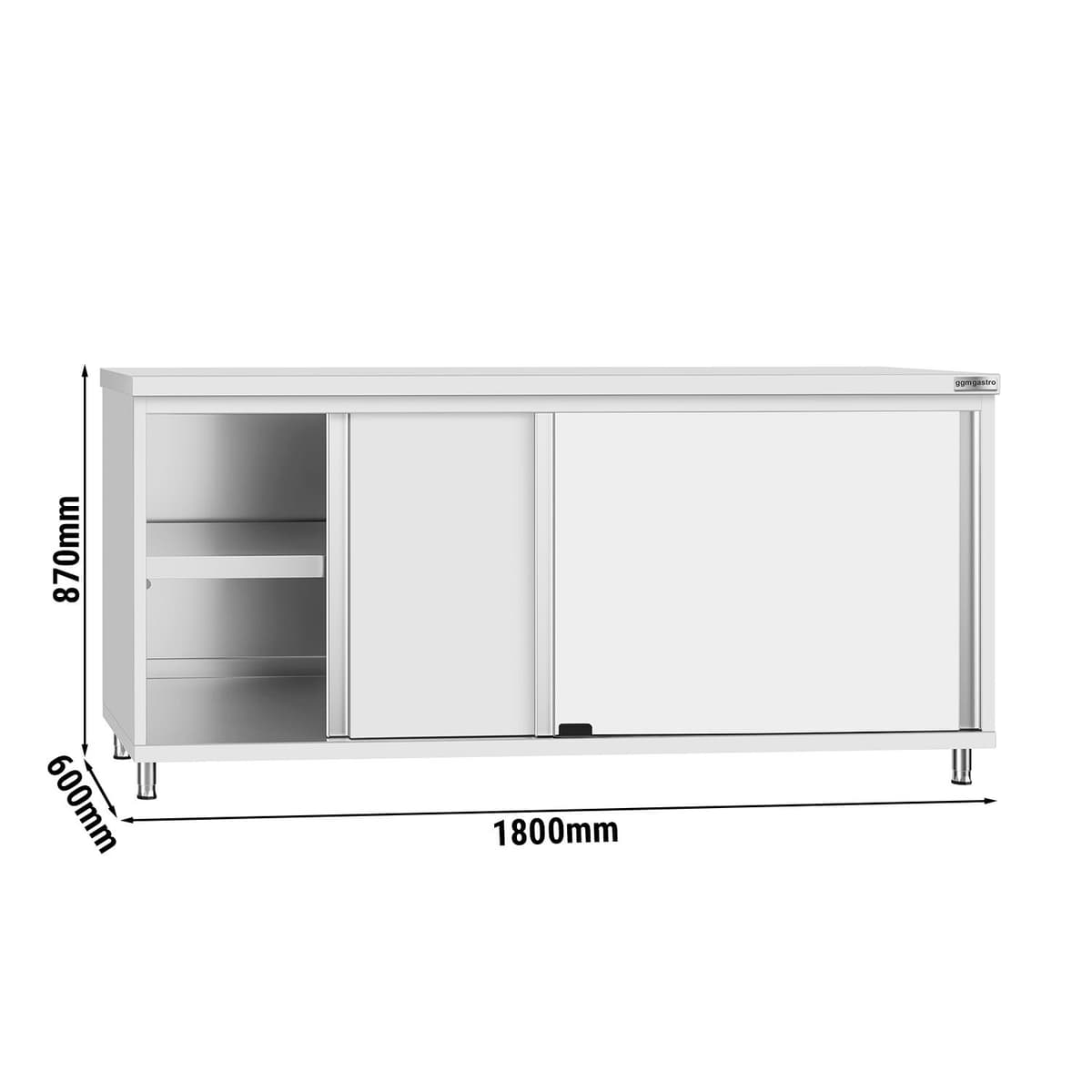 Stainless steel work cabinet ECO - 1800x600mm - with sliding door