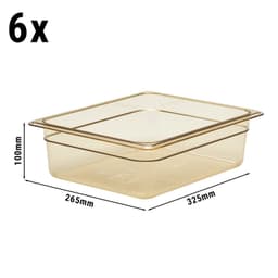 (6 kusů) CAMBRO | H-PAN™ Žáruvzdorné nádoby GN 1/2 - jantar - hloubka 100 mm