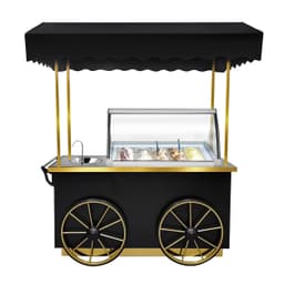 Ice cream trolley - 1700mm - with sink & lighting - for 5x5 Litre ice cream containers