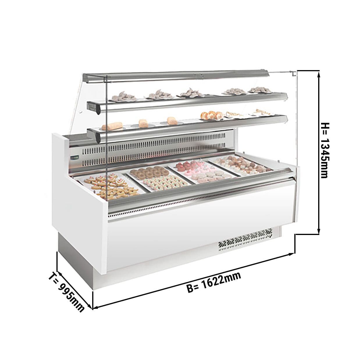 Kuchentheke - 1620mm - mit LED-Beleuchtung & 2 Ablagen