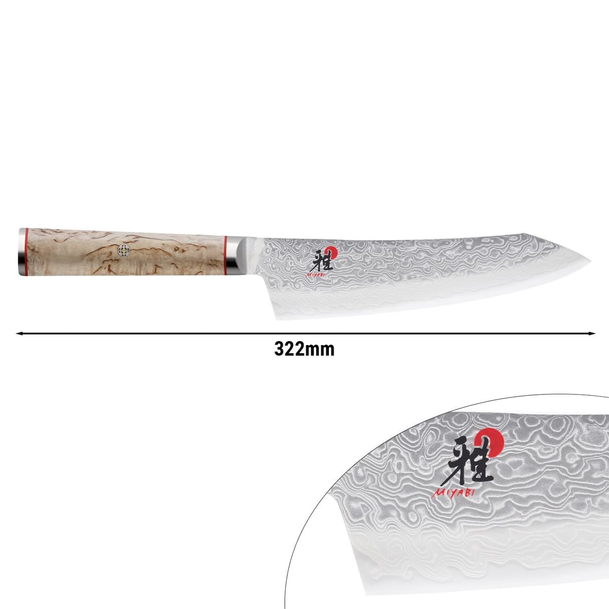 MIYABI | 5000 MCD - Kolébkový nůž Santoku - čepel: 180mm