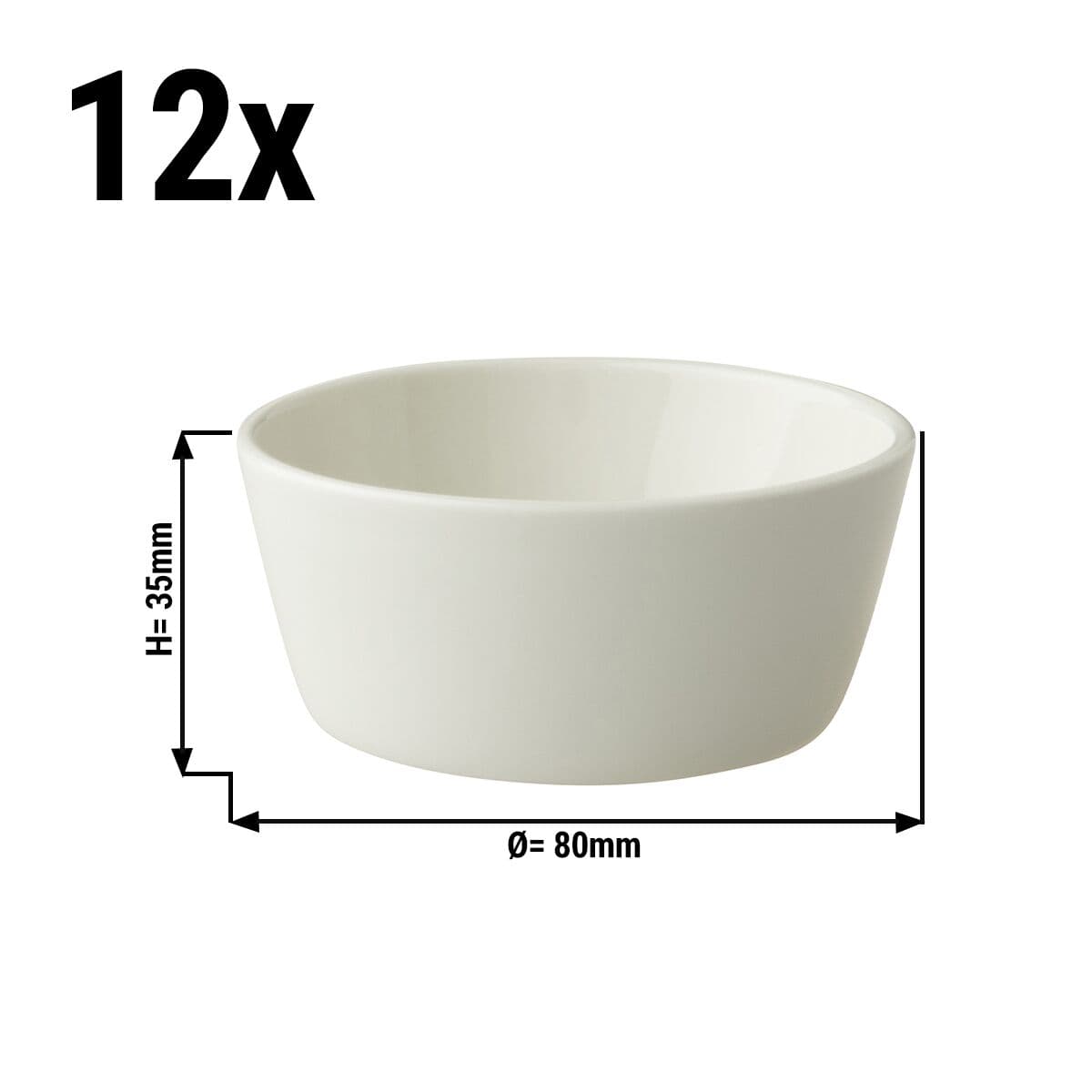 (12 pieces) LUX - Bowl Maastricht - 10 cl - Ø 8 cm - Ivory