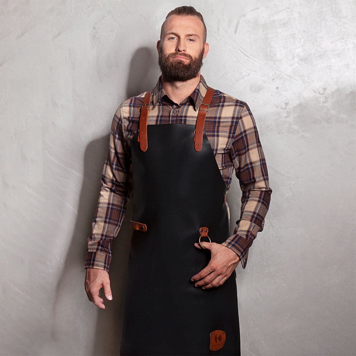 Karlowsky - Leather Bib Apron X-Style - Black