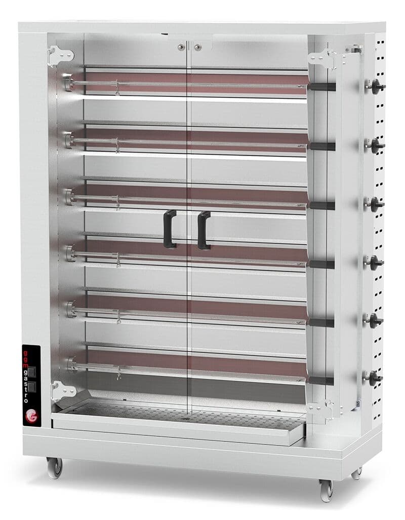 Gas Hähnchengrill - 28,2kW - mit 6 Spießen für bis zu 30 Hähnchen