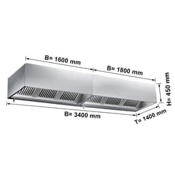 Digestoř 3,4 m - s filtrem & svítidlem