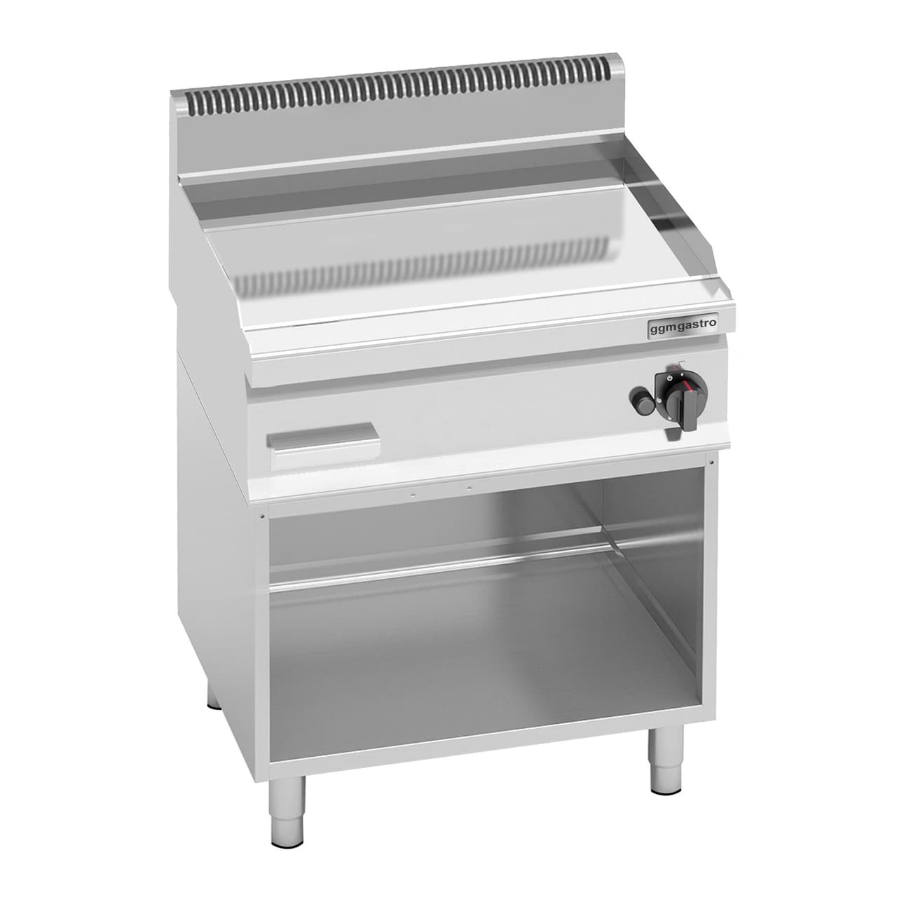 Gas Bratplatte - 8 kW - Glatt - Hardchrome - inkl. Untergestell