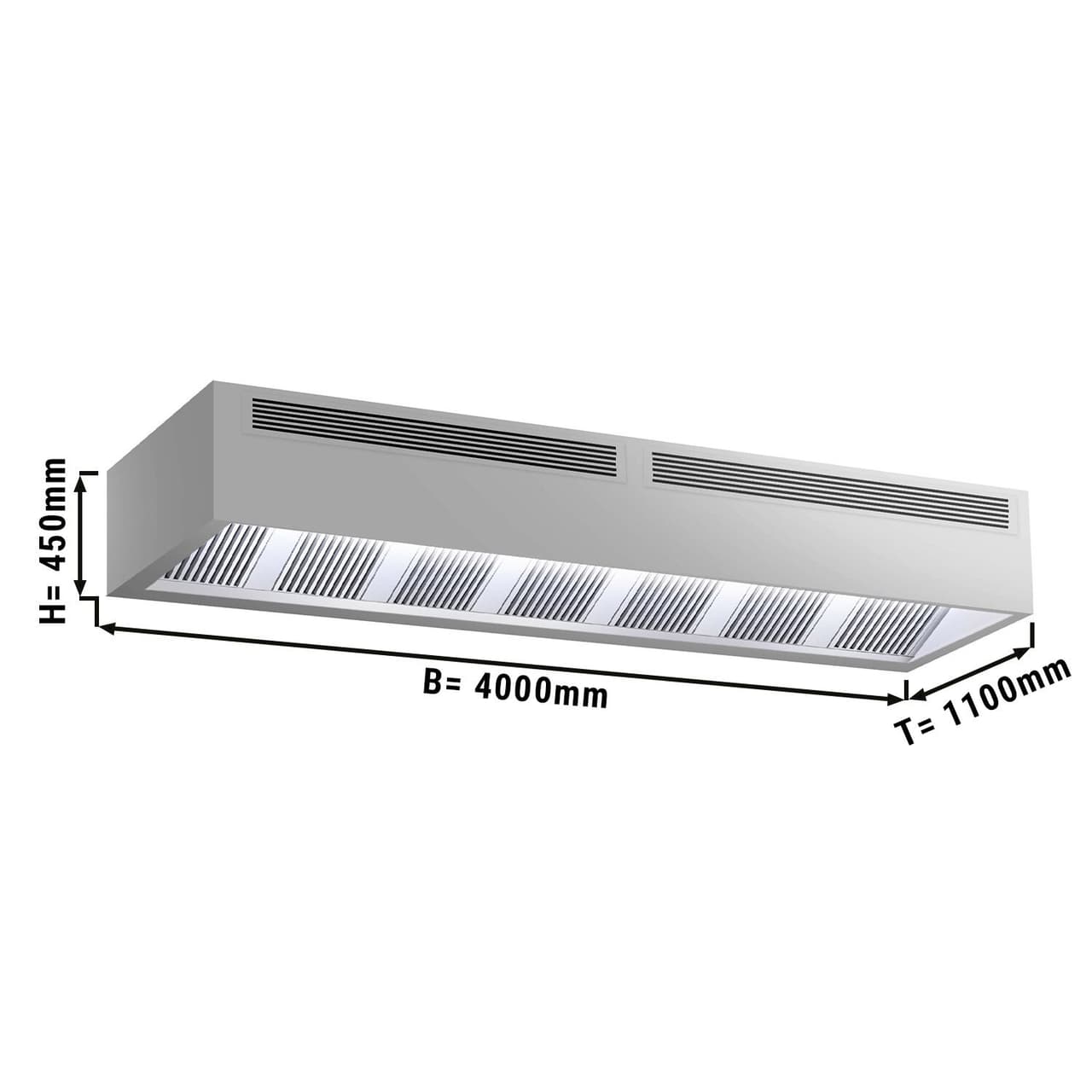 Indukční digestoř - 4,0 m - s filtrem a LED svítidlem