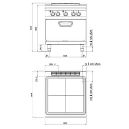 Elektrický sporák - 14 kW - vč. elektrické konvekční trouby - 4,68 kW