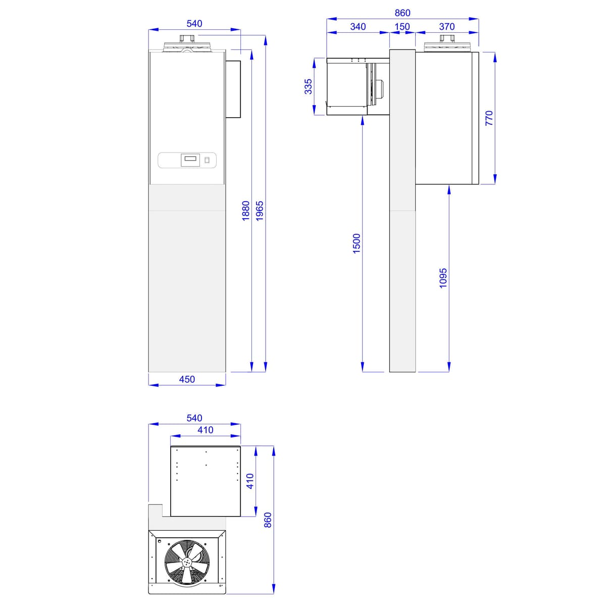 Cold room - 1500x2100mm - 4,8m³ - incl. cooling unit