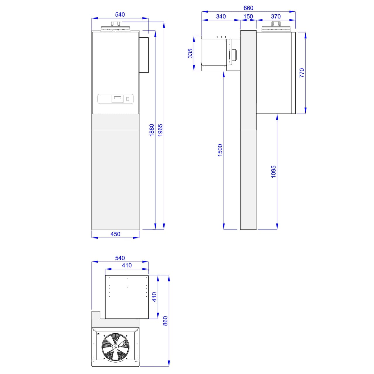 Cold room - 1200x1500mm - 2,6m³ - incl. cooling unit