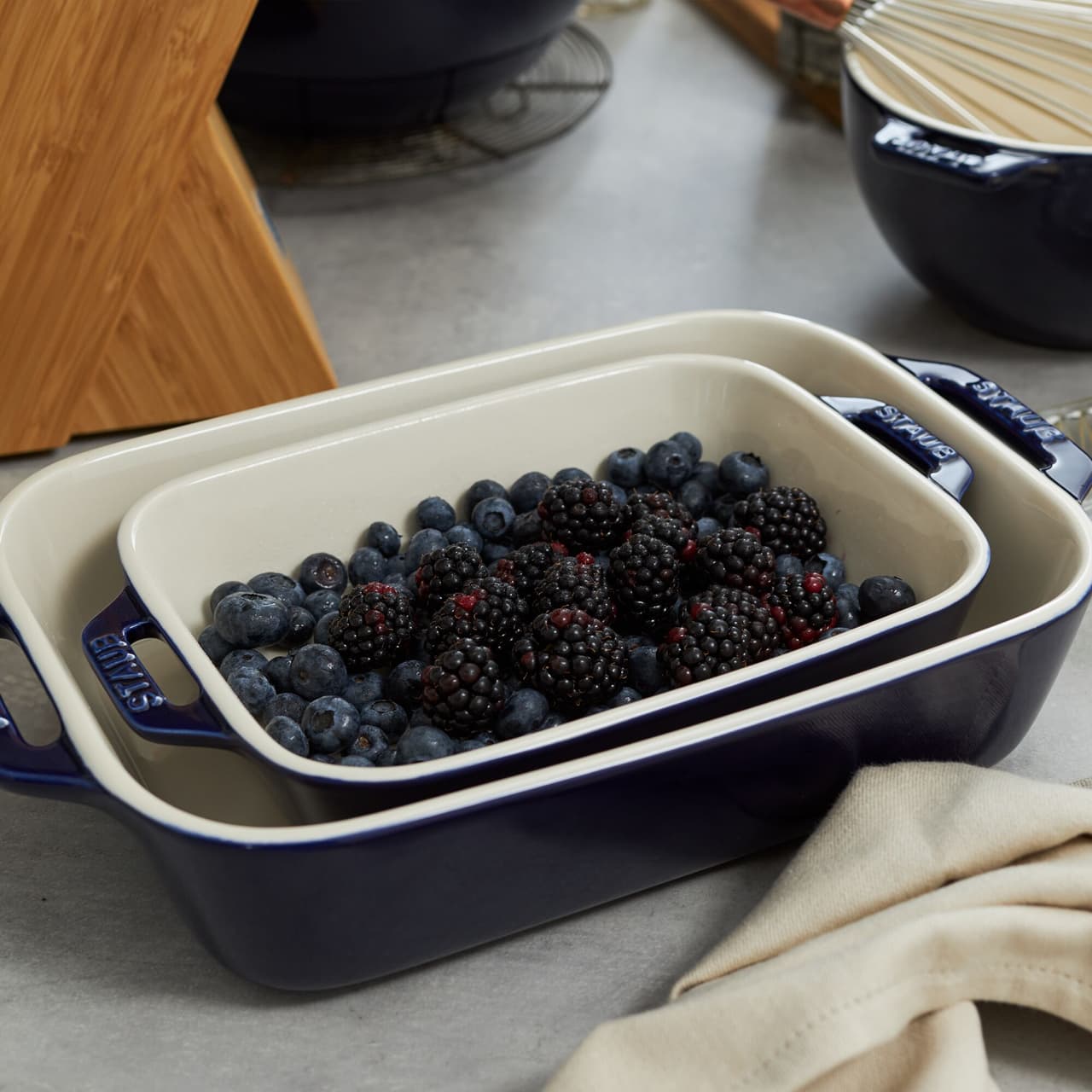 STAUB | CERAMIQUE - Zapékací mísa - 140x110mm - keramika - tmavě modrá